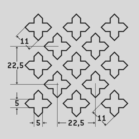Cross 11, Reikälevy, messinki, 1 x 1000 x 2000 mm - Kuva 2