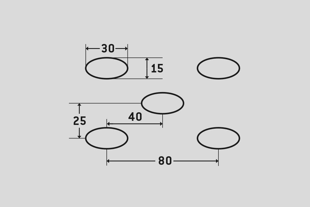 Ellipse EVL 15x30, Reikälevy, alumiini, 2 x 1000 x 2000 mm