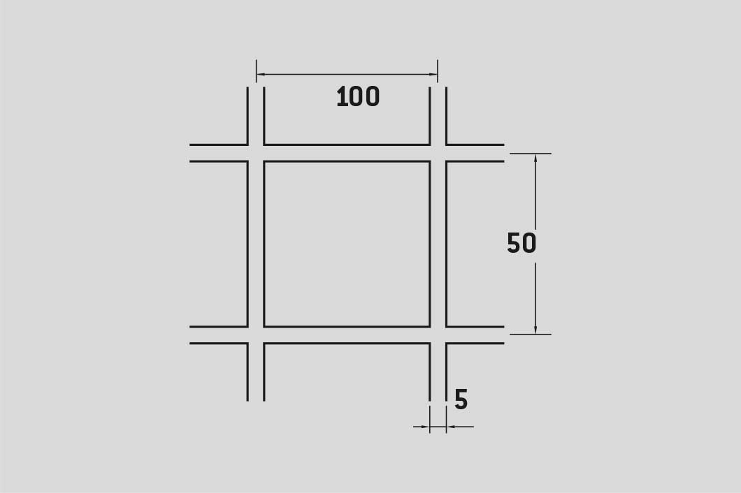 Hitsattu verkko 100 x 50 mm, ruostumaton teräs, 5 x 1000 x 2000 mm