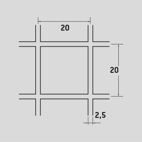 Hitsattu verkko 20 x 20 mm, teräs, 2.5 x 1000 x 2000 mm - Kuva 2