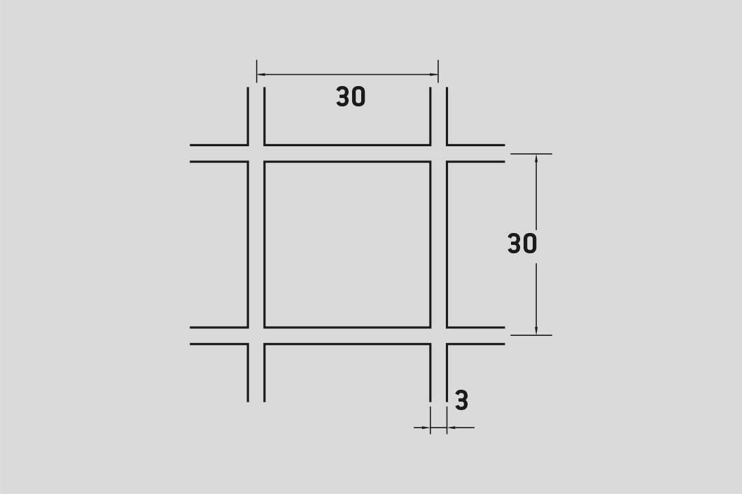 Hitsattu verkko 30 x 30 mm, teräs, 3 x 1000 x 2000 mm