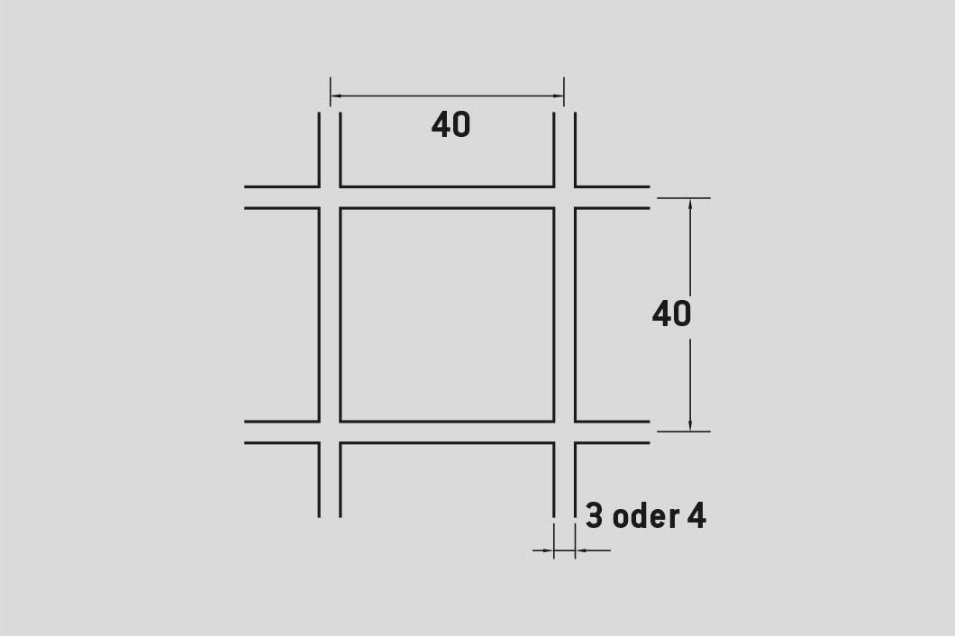 Hitsattu verkko 40 x 40 mm, ruostumaton teräs, 4 x 1000 x 2000 mm