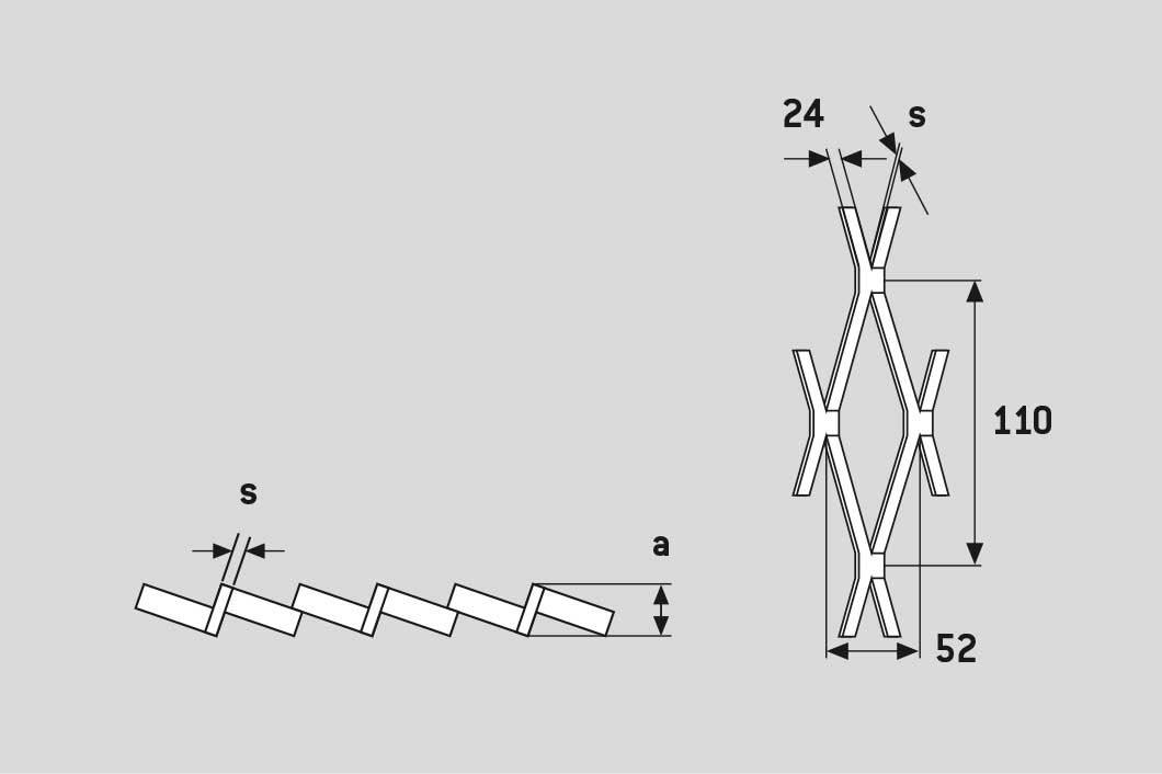Rhomb 110x52x24, Levyverkko, alumiini, 2 x 1000 x 2000 mm