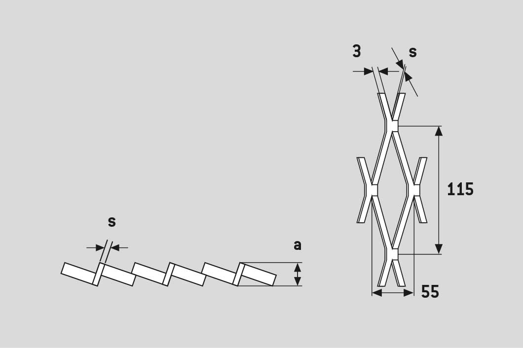 Rhomb 115x55x3, Levyverkko, teräs, 3 x 1500 x 2000 mm