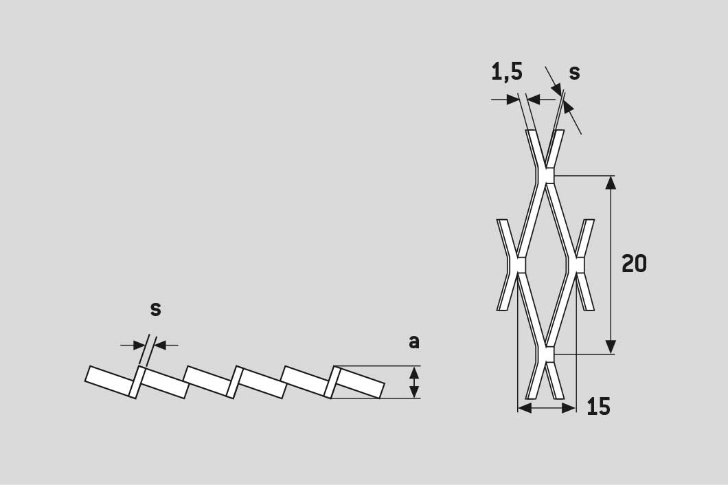Rhomb 20x15x1,5, Levyverkko, sinkitty teräs, 1.5 x 1000 x 2000 mm