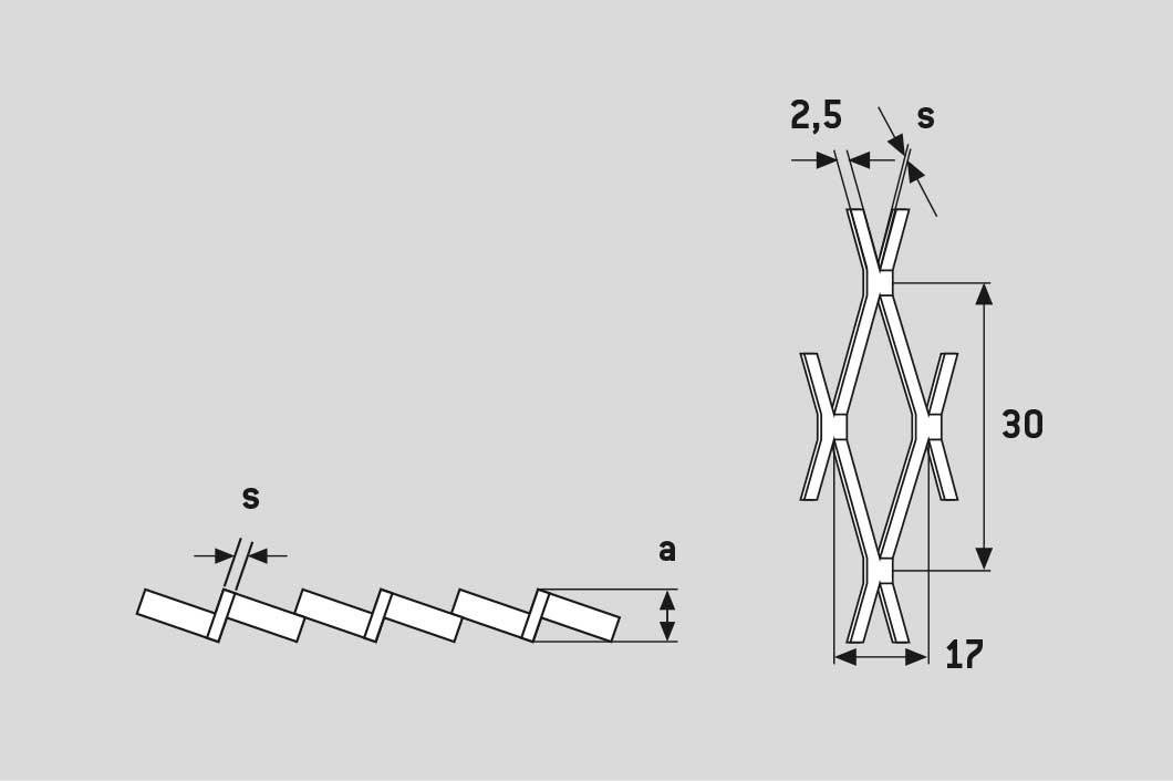 Rhomb 30x17x2,5, Levyverkko, sinkitty teräs, 1.5 x 1250 x 2500 mm