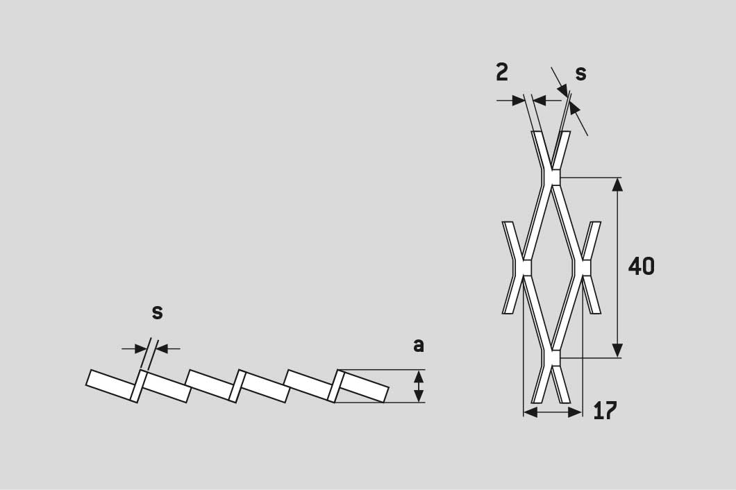 Rhomb 40x17x2, Levyverkko, teräs, 1.5 x 1000 x 2000 mm