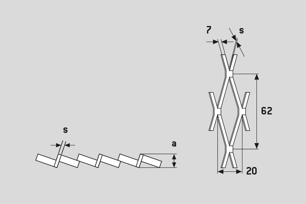 Rhomb 62x20x7, Levyverkko, teräs, 3 x 1000 x 2000 mm