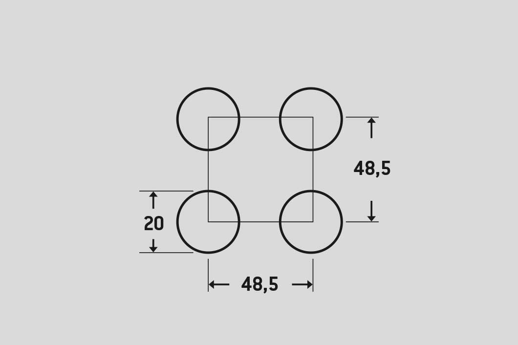 R20 U48,5, Reikälevy, alumiini, 1.5 x 1000 x 2000 mm
