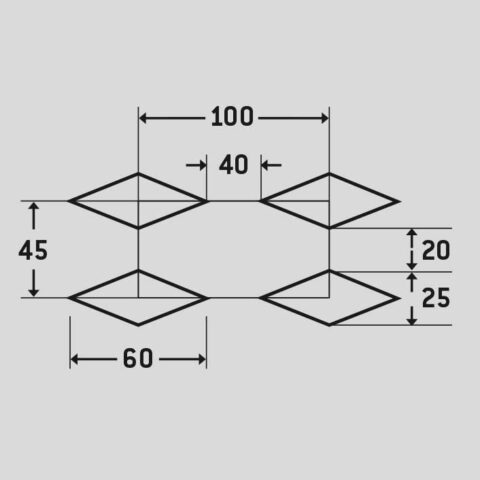 Rhomb aligned, Reikälevy, alumiini, 2 x 1000 x 2000 mm - Kuva 2