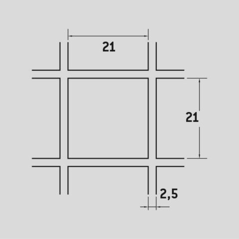 Pakotettu verkko 21 x 21 mm, sinkitty teräs, 2.5 x 1000 x 2000 mm - Kuva 2