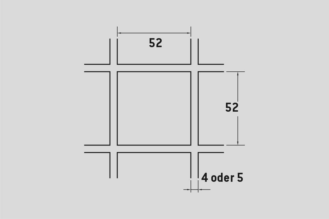 Pakotettu verkko 52 x 52 mm, teräs, 5 x 1000 x 2000 mm